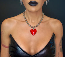 Load image into Gallery viewer, Heart of Glass Stainless Steel Ball Chain Choker/Necklace