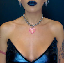 Load image into Gallery viewer, Heart of Glass Stainless Steel Ball Chain Choker/Necklace