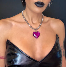 Load image into Gallery viewer, Heart of Glass Stainless Steel Ball Chain Choker/Necklace
