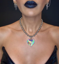 Load image into Gallery viewer, Heart of Glass Stainless Steel Ball Chain Choker/Necklace