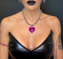 Load image into Gallery viewer, Heart of Glass Stainless Steel Ball Chain Choker/Necklace