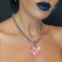 Load image into Gallery viewer, Heart of Glass Stainless Steel Ball Chain Choker/Necklace