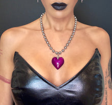 Load image into Gallery viewer, Heart of Glass Stainless Steel Ball Chain Choker/Necklace