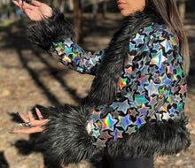 Load image into Gallery viewer, STARSTRUCK Silver Holo Cropped Coat *MADE TO ORDER*