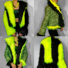 Load image into Gallery viewer, Fierce Neon Jungle Kitty Reversible Colorblock Coat *READY TO SHIP!*