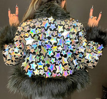 Load image into Gallery viewer, STARSTRUCK Silver Holo Cropped Coat *MADE TO ORDER*