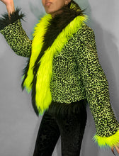 Load image into Gallery viewer, Fierce Neon Jungle Kitty Reversible Colorblock Coat *READY TO SHIP!*
