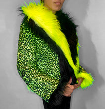 Load image into Gallery viewer, Fierce Neon Jungle Kitty Reversible Colorblock Coat *READY TO SHIP!*
