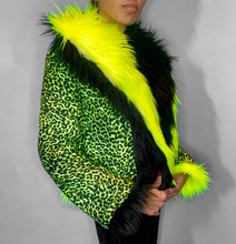 Load image into Gallery viewer, Fierce Neon Jungle Kitty Reversible Colorblock Coat *READY TO SHIP!*