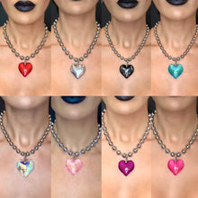 Load image into Gallery viewer, Heart of Glass Stainless Steel Ball Chain Choker/Necklace
