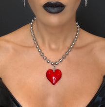 Load image into Gallery viewer, Heart of Glass Stainless Steel Ball Chain Choker/Necklace
