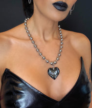 Load image into Gallery viewer, Heart of Glass Stainless Steel Ball Chain Choker/Necklace
