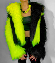 Load image into Gallery viewer, Fierce Neon Jungle Kitty Reversible Colorblock Coat *READY TO SHIP!*
