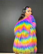 Load image into Gallery viewer, Rainbow Pride Love is Love Faux Fur Coat
