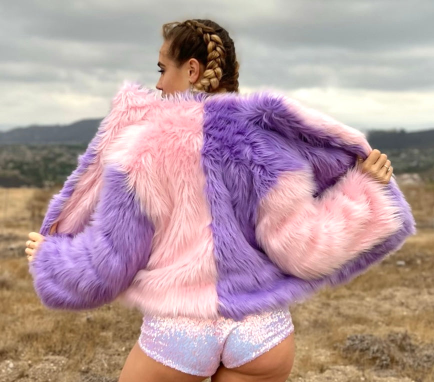 Cotton Candy Dreamz Colorblock Reversible Coat READY TO SHIP