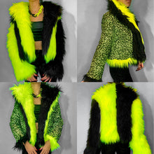 Load image into Gallery viewer, Fierce Neon Jungle Kitty Reversible Colorblock Coat
