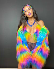 Load image into Gallery viewer, Rainbow Pride Love is Love Faux Fur Coat

