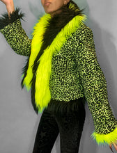 Load image into Gallery viewer, Fierce Neon Jungle Kitty Reversible Colorblock Coat
