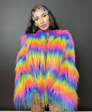 Load image into Gallery viewer, Rainbow Pride Love is Love Faux Fur Coat

