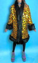 Load image into Gallery viewer, Long Cosmic Gold Star Coat with Astrology Lining
